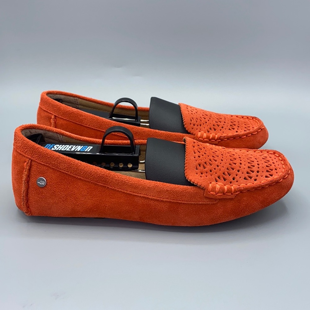 UGG Clair Orange Suede Perforated Flat Loafer 7.5